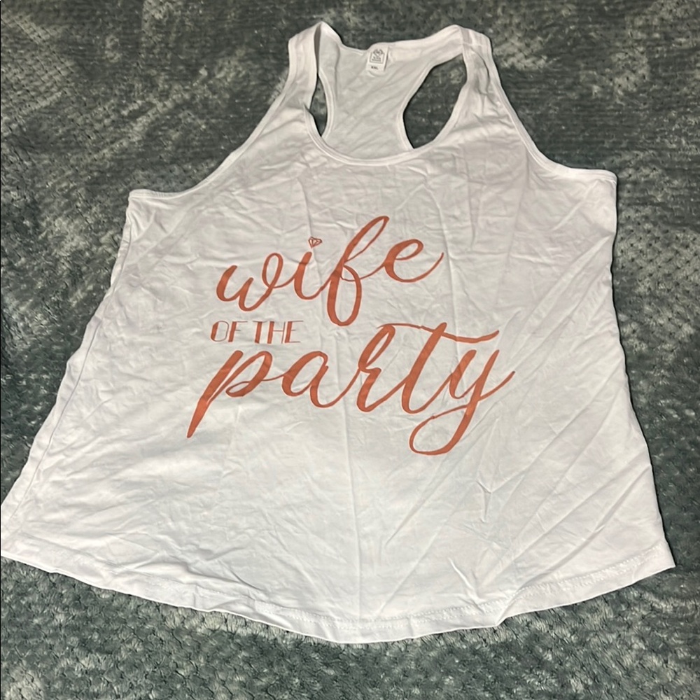 White Tank Top with 'Wife of the Party' Print